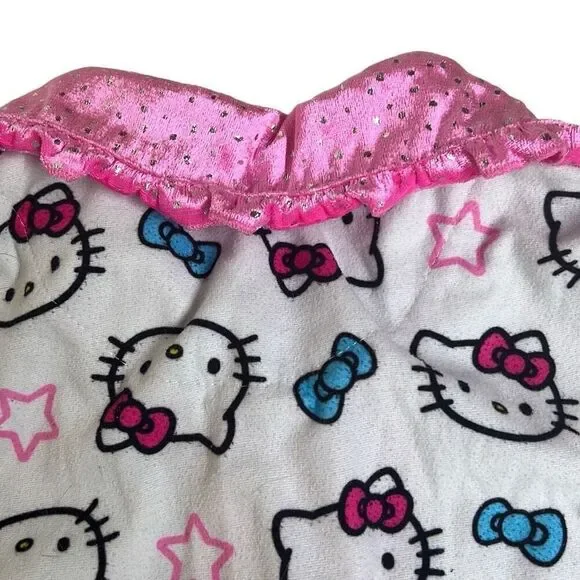 Sanrio Girl's White Pink Hello Kitty Flame Resistant Pajama Top Size M 7/8 - Picture 4 of 9